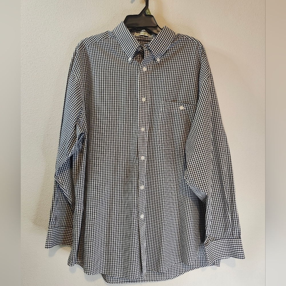 Orvis Men's Black And White Micro Plaid Button Down Casual Shirt Size XL NWOT